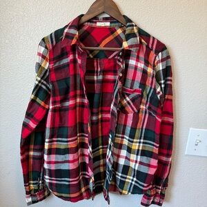 Maurices Red Plaid Button Down Shirt